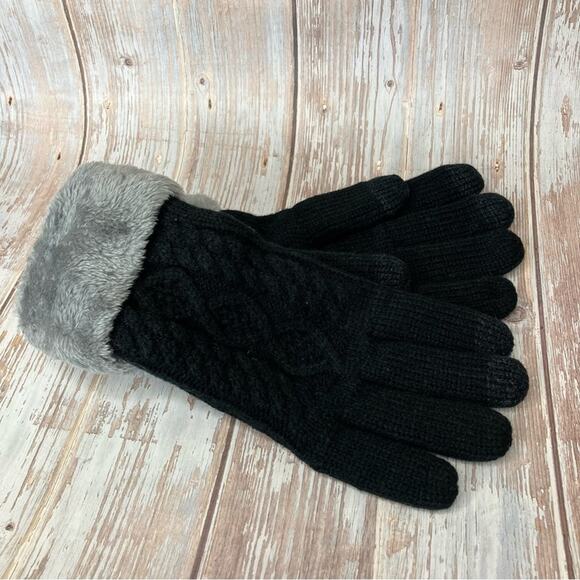 3/$20 Cable Knit Fleece Lined 3 Finger Touchscreen Winter Gloves in Color: Black - Picture 1 of 7